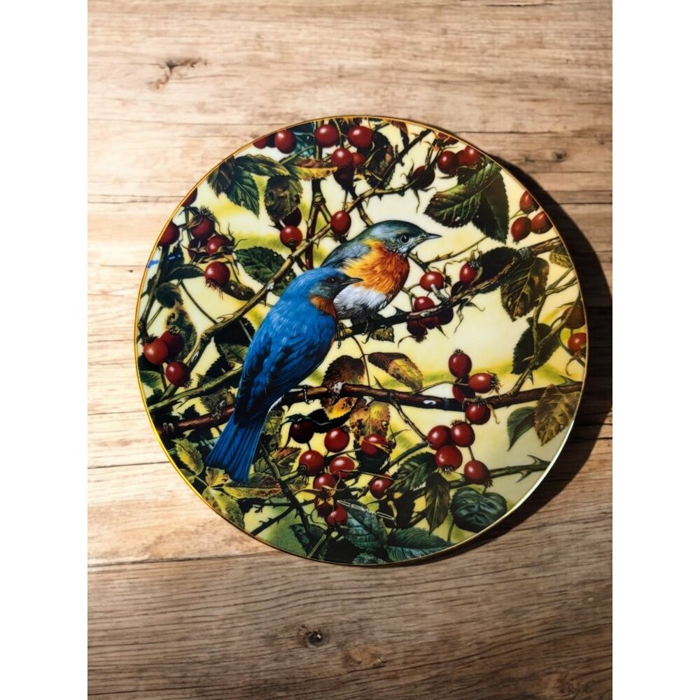 Vtg Portraits of Exquisite Birds The Beautiful Bluebirds Bradex Collector Plate